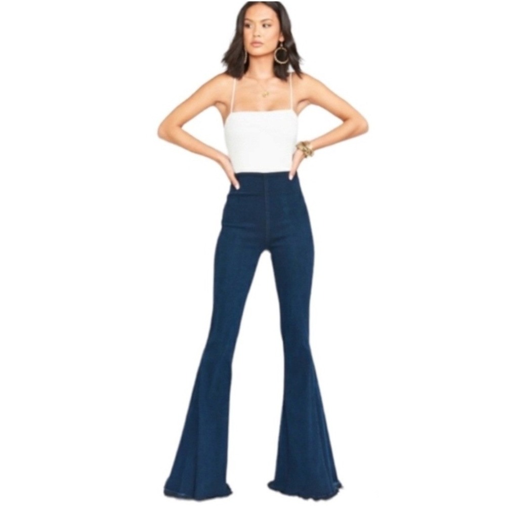 Show Me Your Mumu Berkeley Bell High Rise Flare Leg Jeans Dark Wash Sz XS